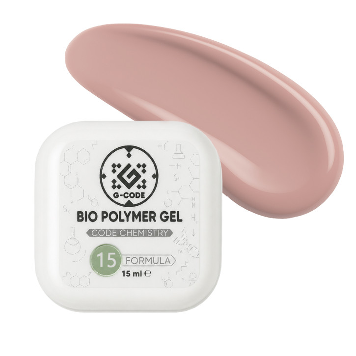 Bio Polymer Gel G-Code— біо-полімерний гель для укріплення та нарощування нігтів (професійний) #15